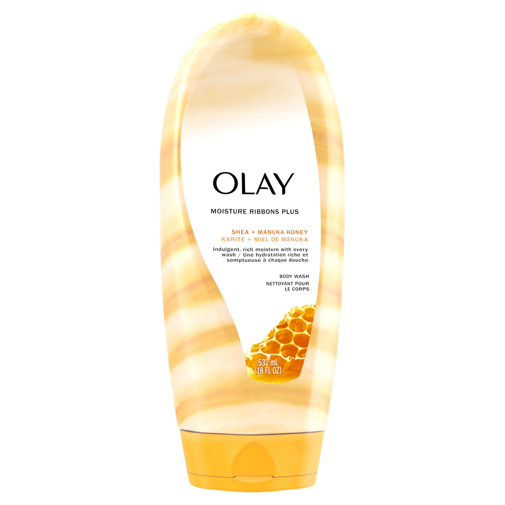 Olay Moisture Ribbons Plus Shea + Manuka Honey Body Wash, 18 oz